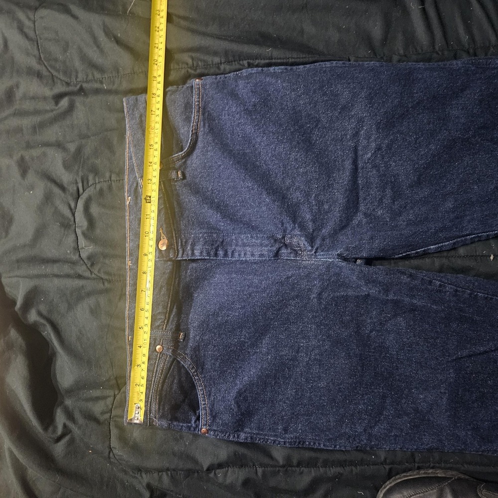 Wrangler Jeans Mens 40x30 Blue Denim Straight‎ Leg Western 94751R Leather Patch - Picture 4 of 8